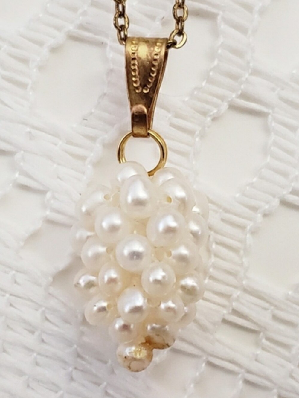 Vintage 14K GE S Lind Ivory Pearl Grape Cluster
